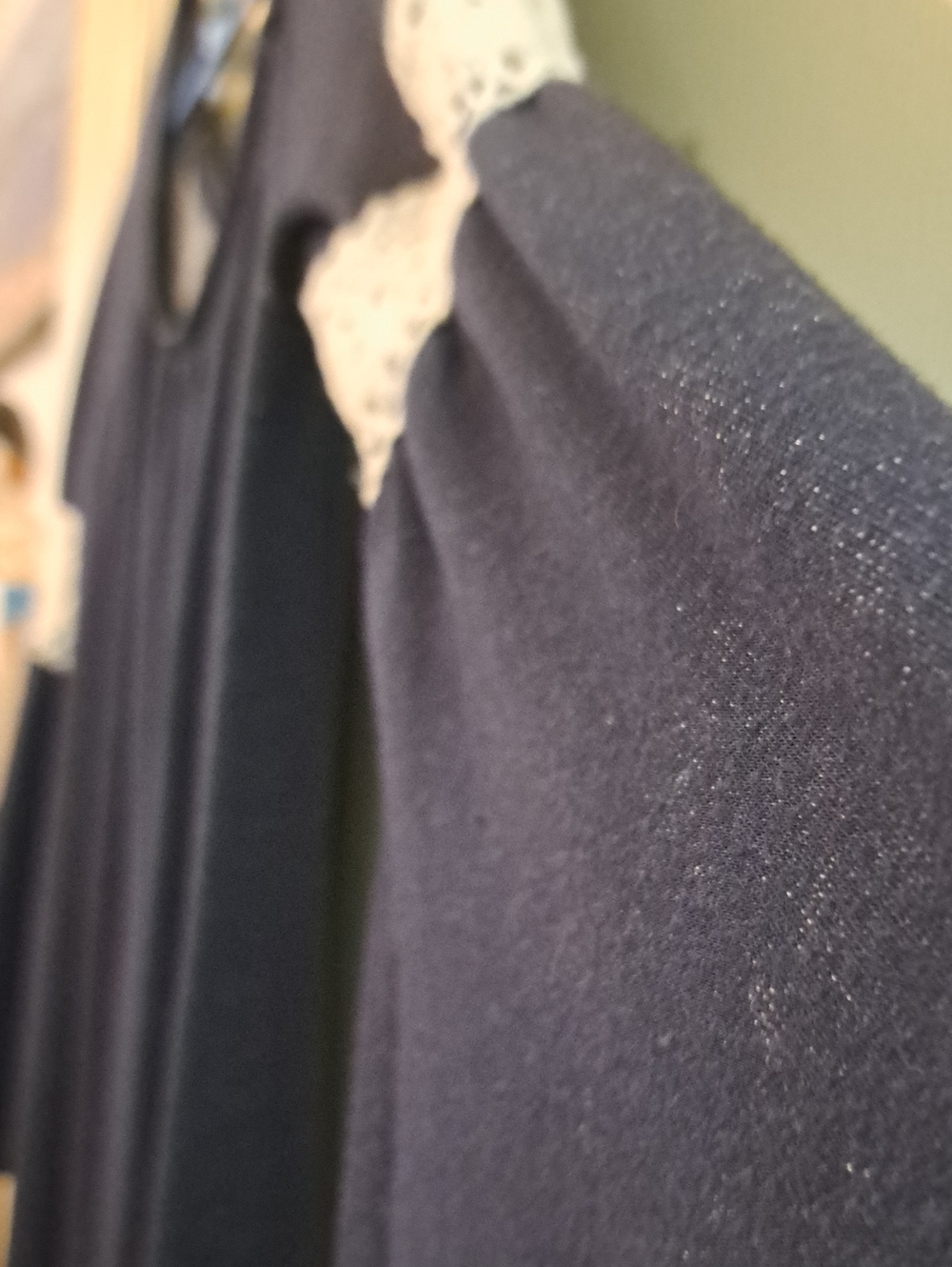 Dice Navy Crochet-Trim Bell Sleeve Mini Dress - Picture 5 of 9
